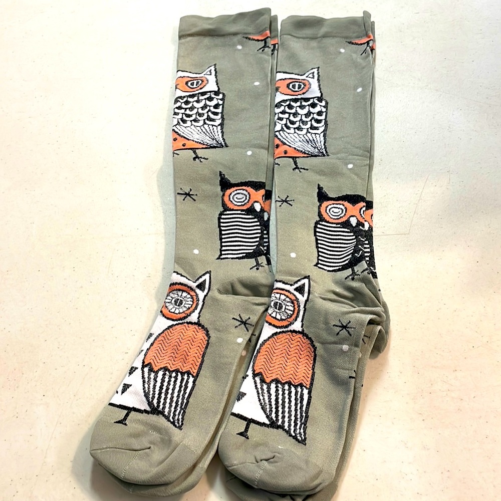 NWOT Owls 2 Pair Knee High Socks L-XL
